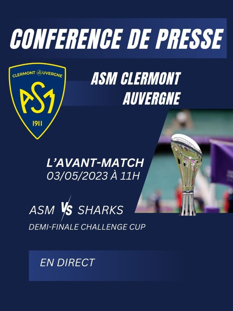 Challenge Cup : suivez la conférence de presse de l’ASM Clermont Auvergne avant la demi-finale - vidéo undefined - france.tv